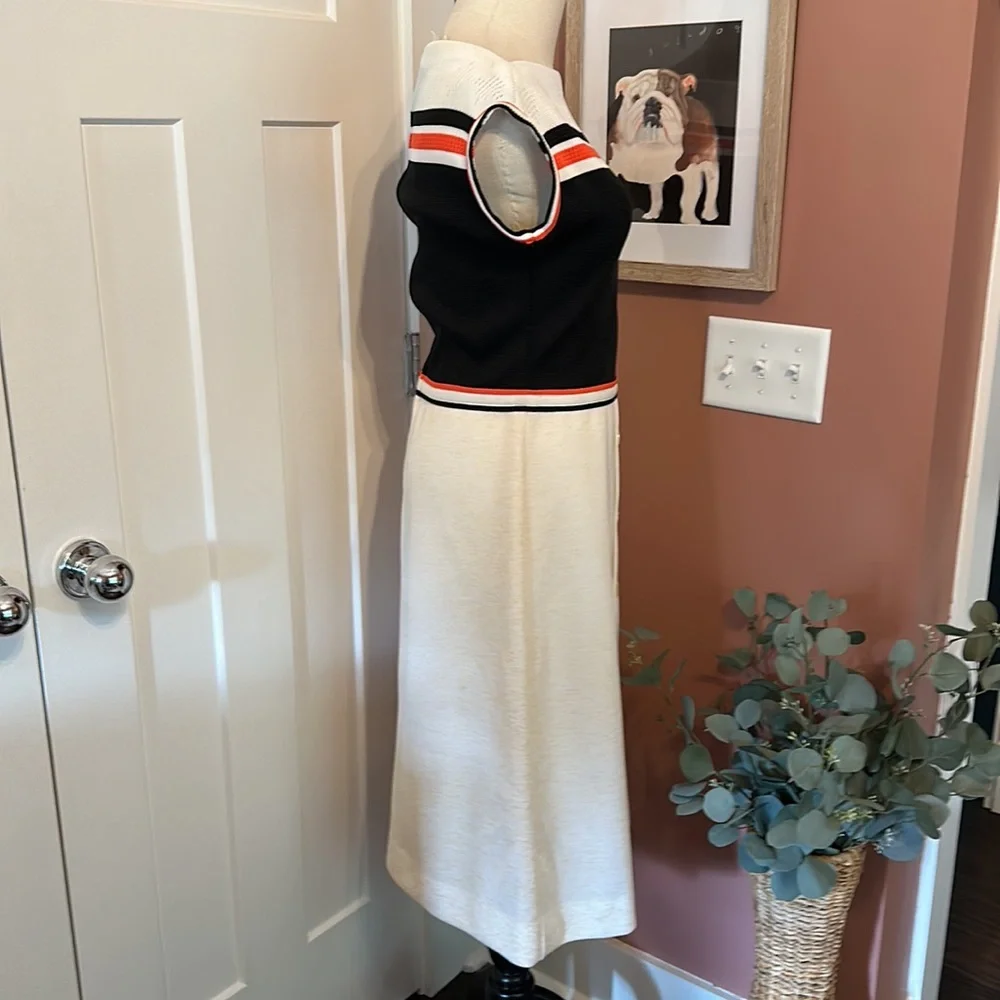 Vintage Bleeker Street polyester blend back zipper 10 capped sleeve knit dress - Picture 6 of 16